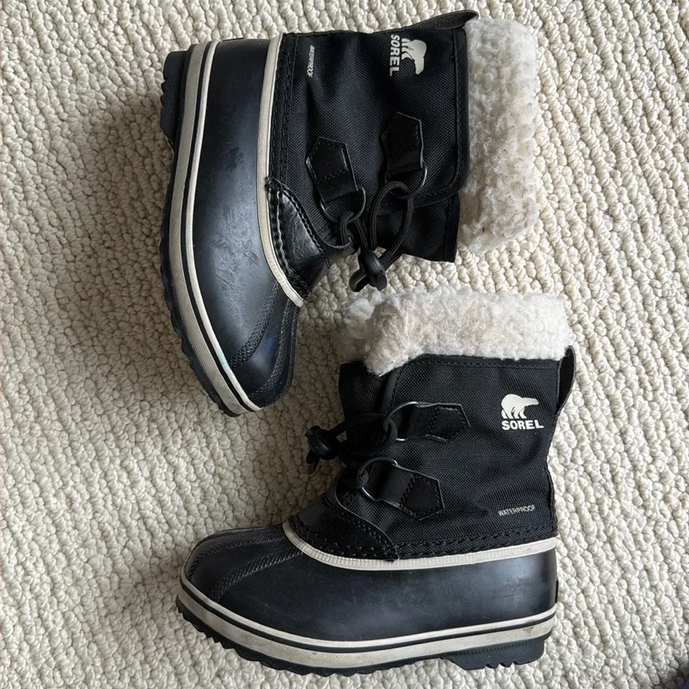Sorel Kids Black White Winter Snow Boots